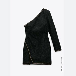 NWT! Zara black one shoulder dress. Size small